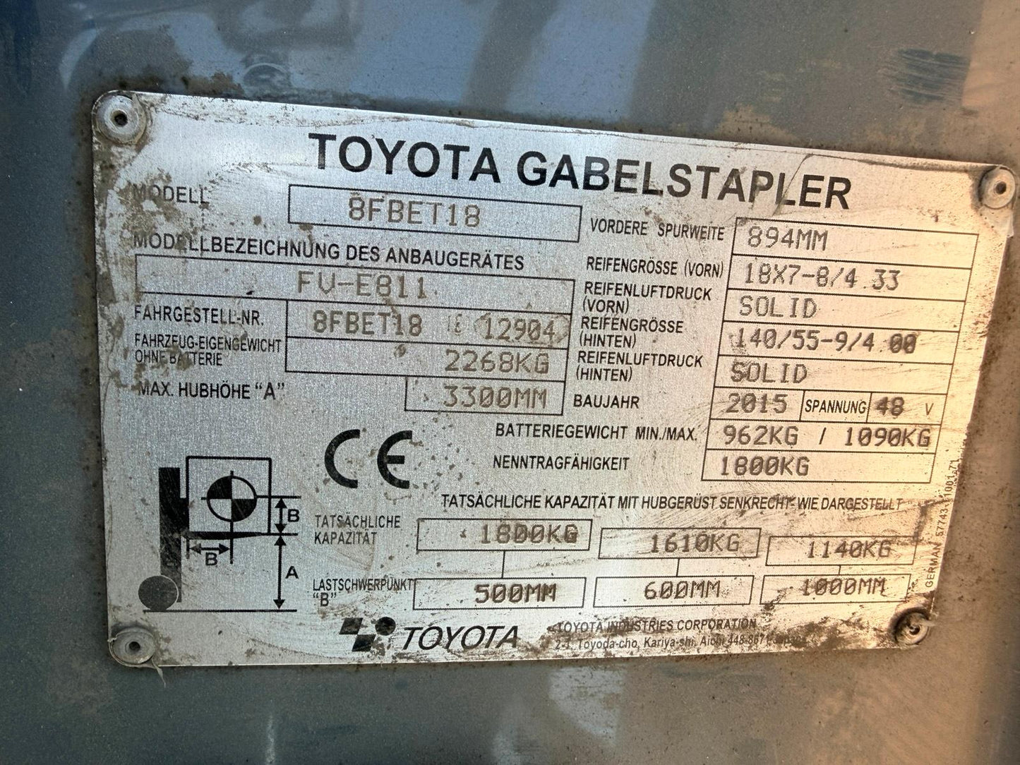 Toyota 1,8t Gabelstapler 3300mm Freihub Seitenschub Bild 13