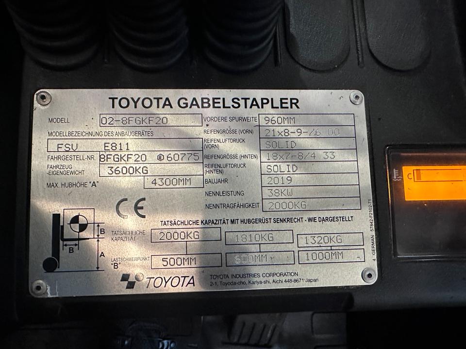 Toyota 2t Gas Gabelstapler Triplex 4300mm VollKabine Gasstapler Bild 12