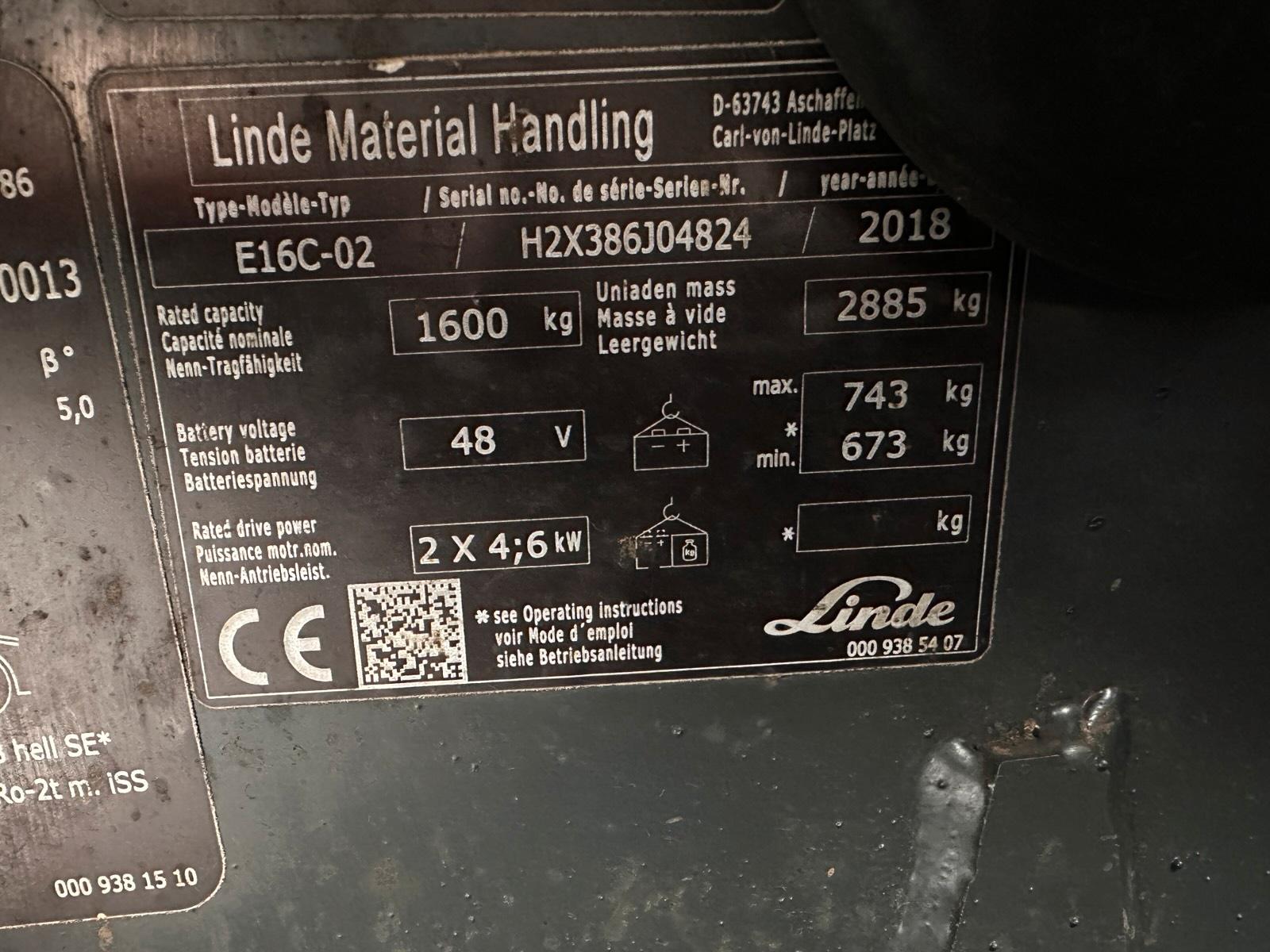 Linde E16C-02 Triplex 6070mm Hub. Vollkabine Waage DZH Bild 11