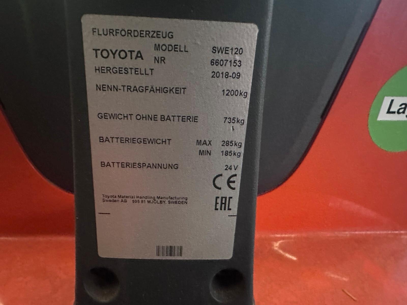 Toyota SWE120 3700mm Hub Elektro Hochhubwagen 2018 Bild 7