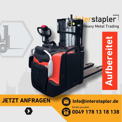 Toyota SPE200D Mitfahrer Doppelstock Hochhubwagen Elektro Stapler Bild 1