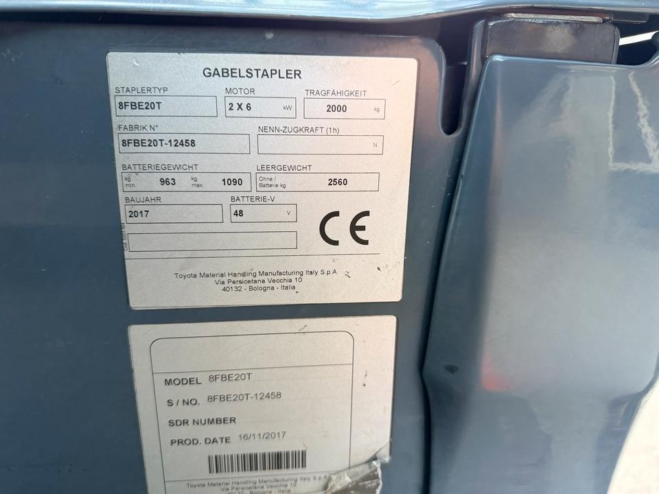 Toyota 2t Elektro Gabelstapler Zinkenversteller Seitenschub Bild 13