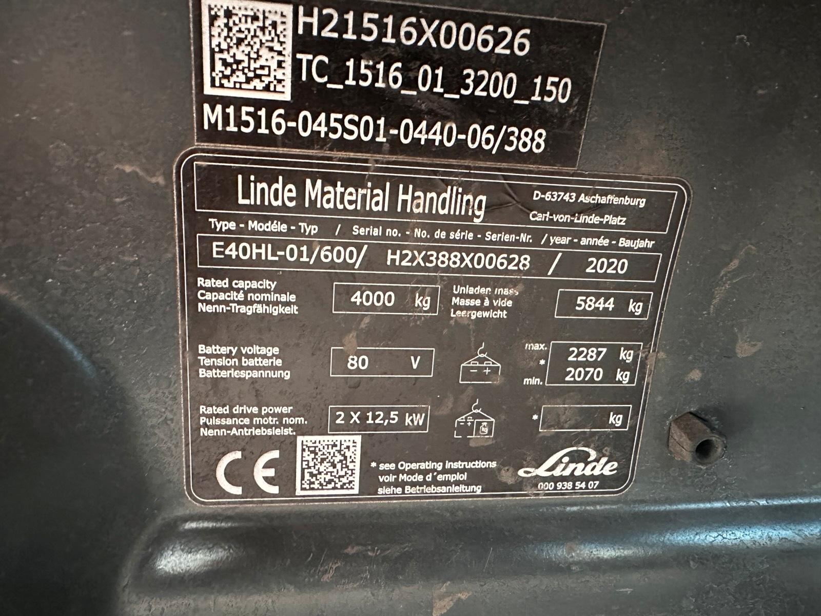 Linde E40HL-01/600 Elektro Gabelstapler 2020 4400mm Hub Bild 13