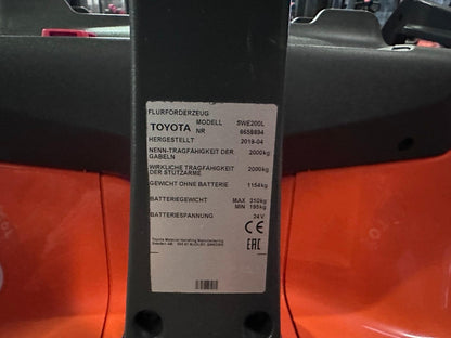 Toyota SWE200L Initialhub 3500mm 2019 Hochhubwagen Elektro 2T Bild 9