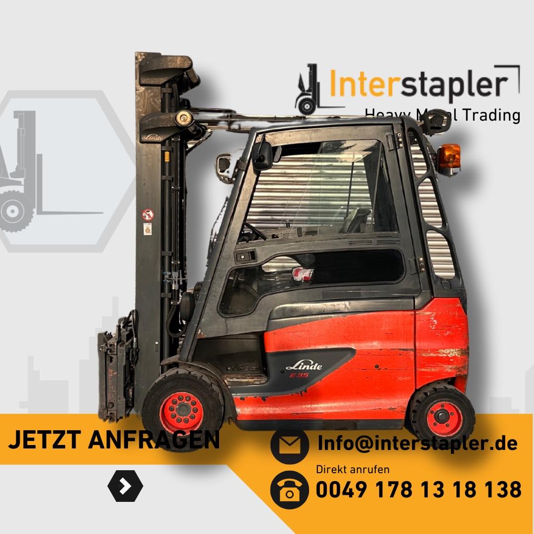 Linde E35HL-01 Elektro 3,5t Gabelstapler Zinkenversteller Kabine Bild 1