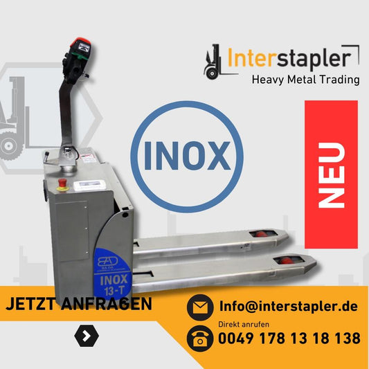 INOX Edelstahl Hubwagen Niederhubwagen BADA 13T Palettenhubwagen Elektro 1300kg alternativ Tragkraft 1600 & 2000kg verfügbar Bild 1