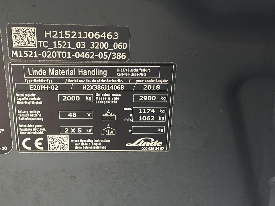 Linde E20PH-02 Triplex 4625mm Elektro Gabelstapler ZVG Bild 12