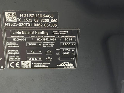 Linde E20PH-02 Triplex 4625mm Elektro Gabelstapler ZVG Bild 12