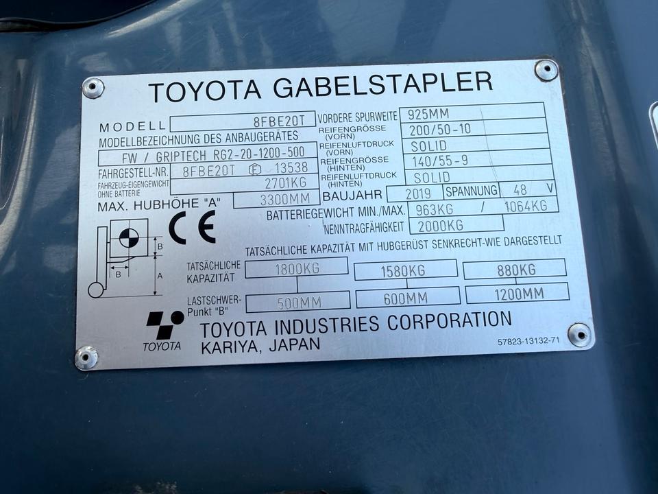 Toyota 8FBE20T Duplex 3300 Elektro Gabelstapler 2T Bild 11