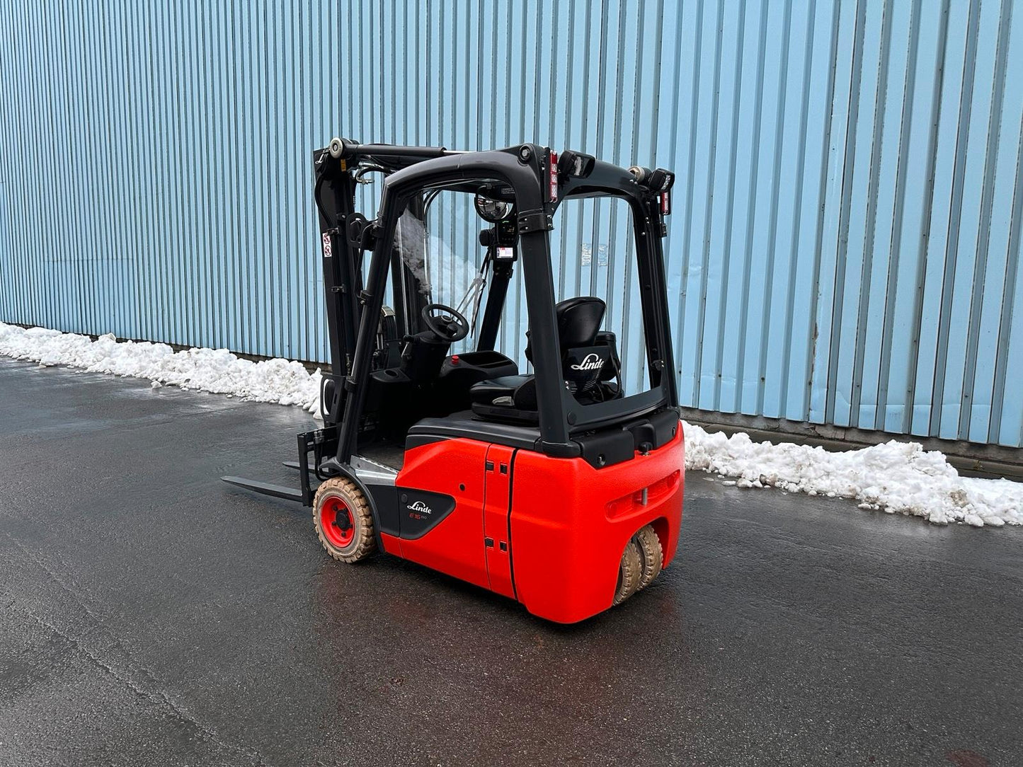 Linde E16 Triplex 4625mm Waage Elektro 3Rad Gabelstapler Bild 4